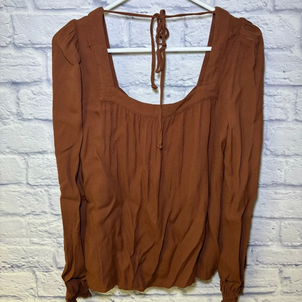Reformation Shirt Womens Small Rust Peasant Puff Sleeve Off Shoulder Crop Boho